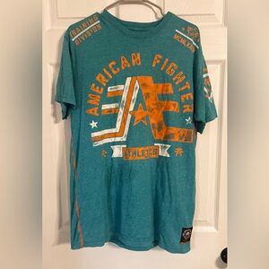 american fighter shirts Men’s xl Teal, Orange, White Short Sleeve